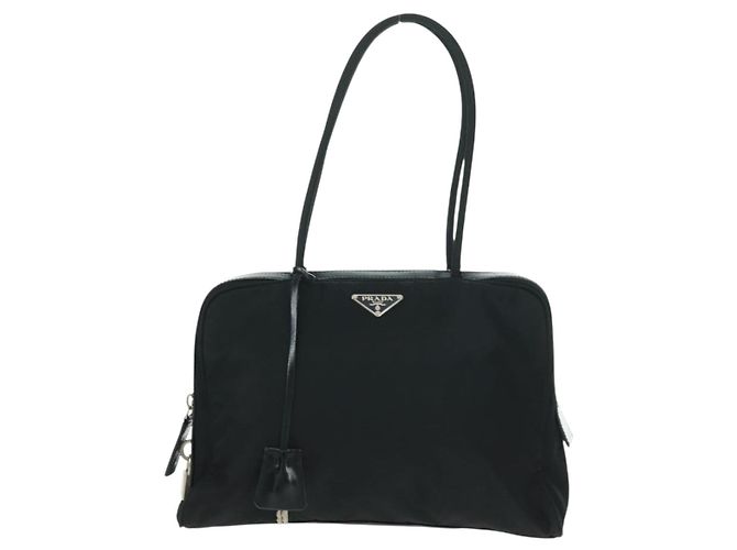 PRADA Borsa a mano in nylon pelle nera argento Auth ep12566 Nero - vista 13