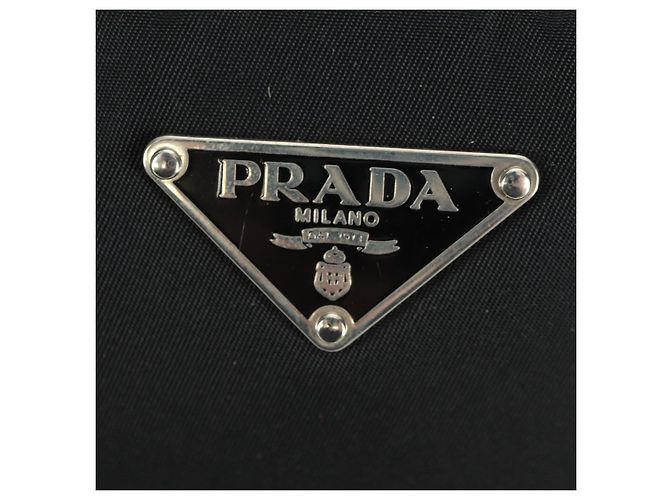 PRADA Borsa a mano in nylon pelle nera argento Auth ep12566 Nero - vista 18