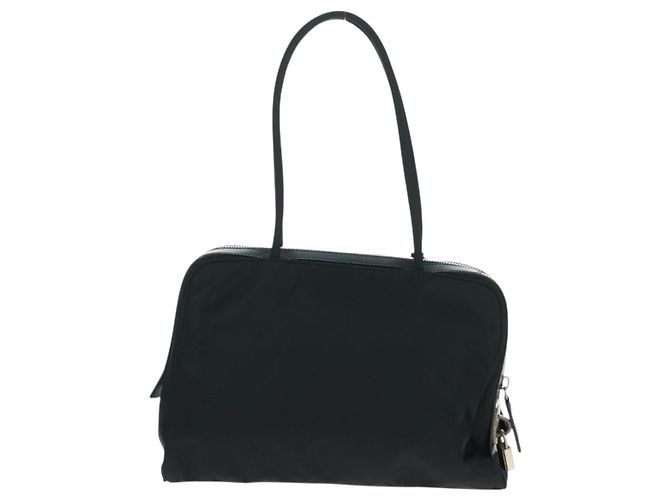 PRADA Borsa a mano in nylon pelle nera argento Auth ep12566 Nero - vista 2