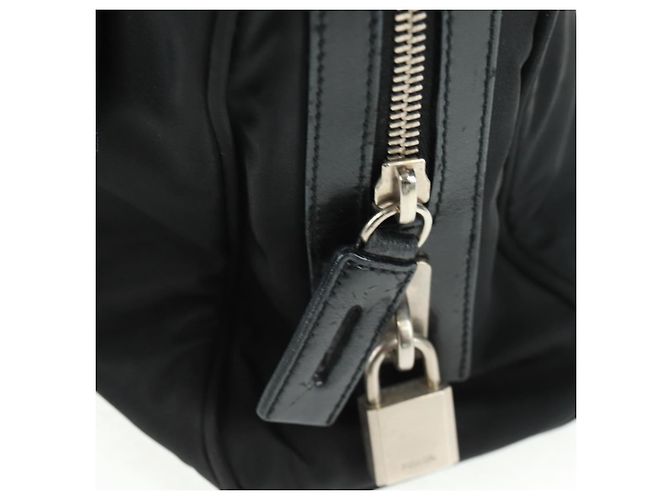 PRADA Borsa a mano in nylon pelle nera argento Auth ep12566 Nero - vista 20