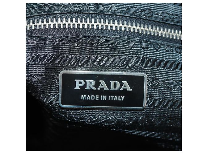 PRADA Borsa a mano in nylon pelle nera argento Auth ep12566 Nero - vista 21