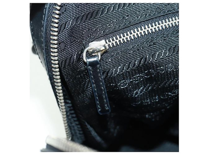 PRADA Borsa a mano in nylon pelle nera argento Auth ep12566 Nero - vista 24