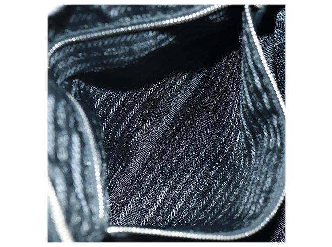 PRADA Borsa a mano in nylon pelle nera argento Auth ep12566 Nero - vista 25
