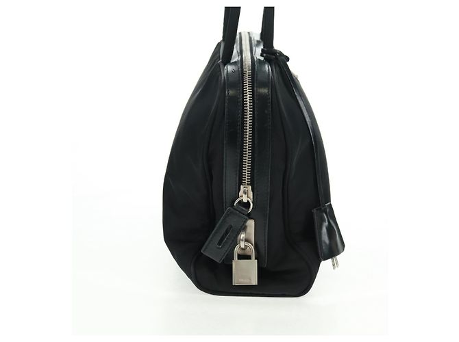 PRADA Borsa a mano in nylon pelle nera argento Auth ep12566 Nero - vista 4