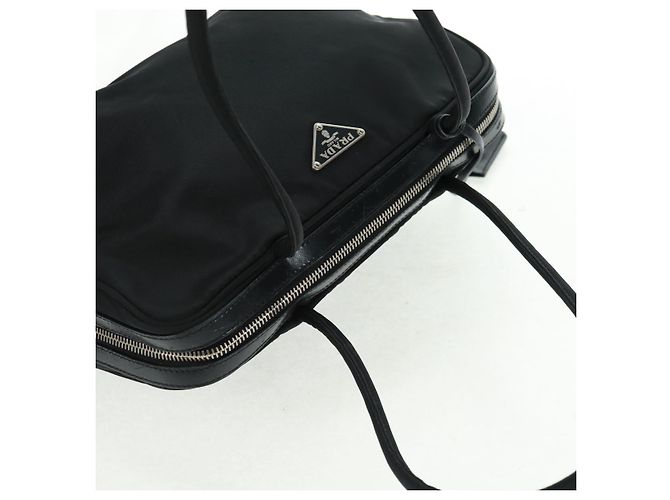 PRADA Borsa a mano in nylon pelle nera argento Auth ep12566 Nero - vista 6