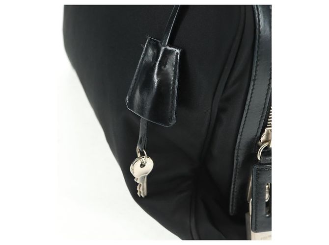 PRADA Borsa a mano in nylon pelle nera argento Auth ep12566 Nero - vista 9