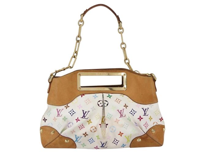 LOUIS VUITTON Bolsa de Mão Judy MM Multicolor Monograma 2em1 Branca M40255 Auth ka1257 Branco - vista 2