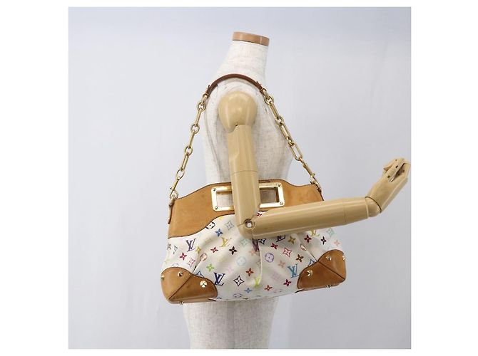 LOUIS VUITTON Bolsa de Mão Judy MM Multicolor Monograma 2em1 Branca M40255 Auth ka1257 Branco - vista 20