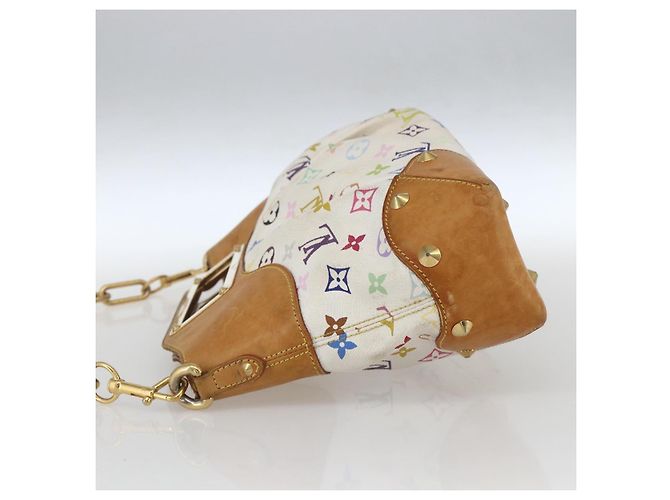 LOUIS VUITTON Bolsa de Mão Judy MM Multicolor Monograma 2em1 Branca M40255 Auth ka1257 Branco - vista 3