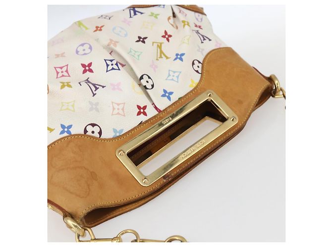 LOUIS VUITTON Bolsa de Mão Judy MM Multicolor Monograma 2em1 Branca M40255 Auth ka1257 Branco - vista 6