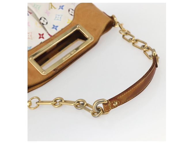 LOUIS VUITTON Bolsa de Mão Judy MM Multicolor Monograma 2em1 Branca M40255 Auth ka1257 Branco - vista 7
