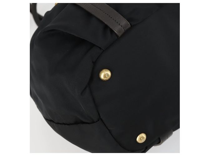 PRADA Borsa a mano in nylon pelle 2 in 1 nera oro Auth 156149 Nero D'oro - vista 15