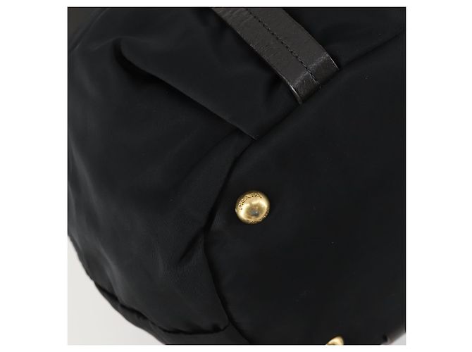 PRADA Borsa a mano in nylon pelle 2 in 1 nera oro Auth 156149 Nero D'oro - vista 17