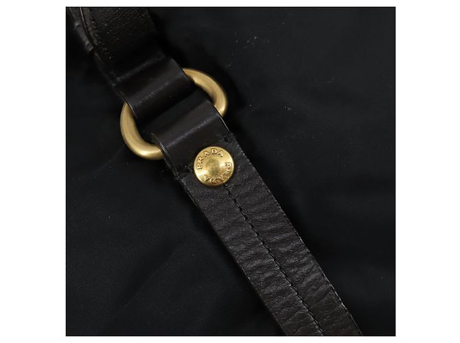 PRADA Borsa a mano in nylon pelle 2 in 1 nera oro Auth 156149 Nero D'oro - vista 18