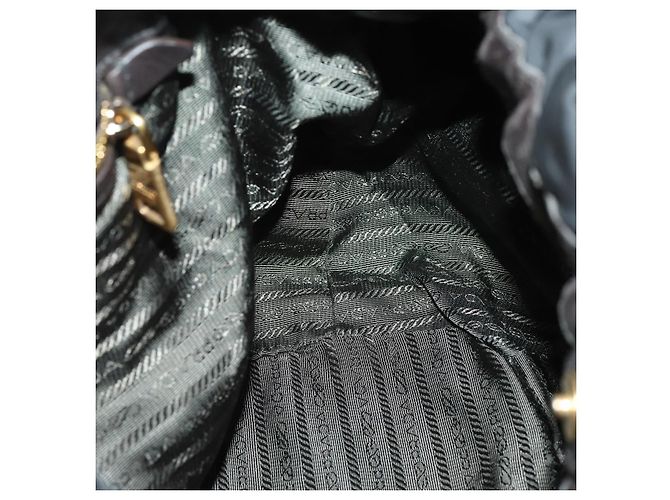 PRADA Borsa a mano in nylon pelle 2 in 1 nera oro Auth 156149 Nero D'oro - vista 21