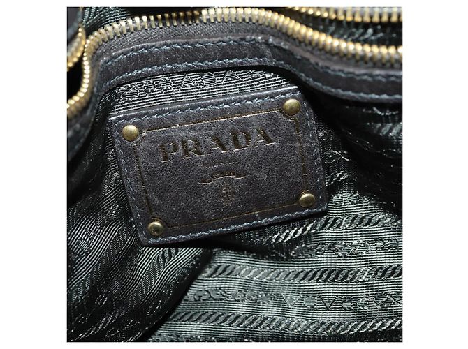 PRADA Borsa a mano in nylon pelle 2 in 1 nera oro Auth 156149 Nero D'oro - vista 23