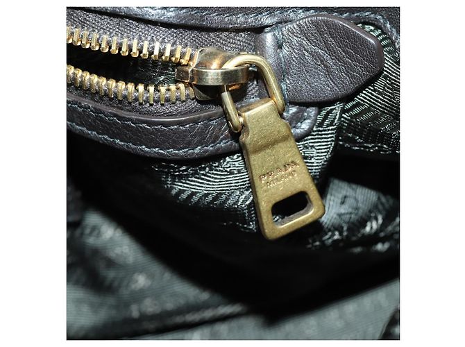 PRADA Borsa a mano in nylon pelle 2 in 1 nera oro Auth 156149 Nero D'oro - vista 24