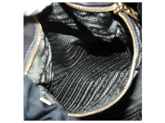 PRADA Borsa a mano in nylon pelle 2 in 1 nera oro Auth 156149 Nero D'oro - vista 25