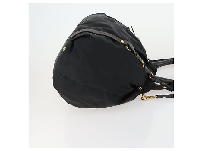 PRADA Borsa a mano in nylon pelle 2 in 1 nera oro Auth 156149 Nero D'oro - vista 3