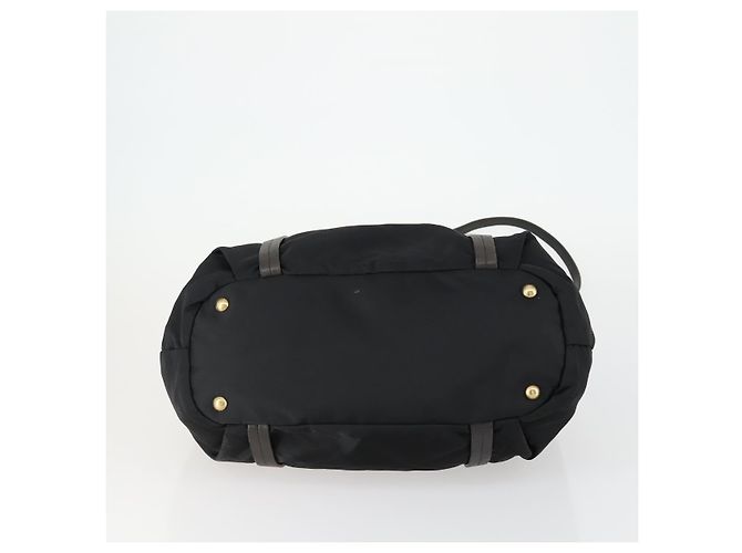 PRADA Borsa a mano in nylon pelle 2 in 1 nera oro Auth 156149 Nero D'oro - vista 5