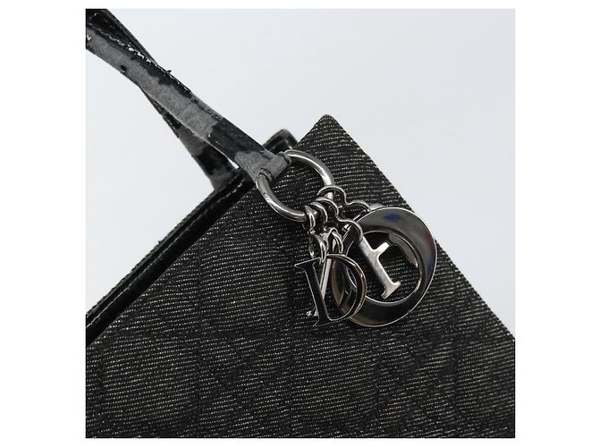 Christian Dior Borsa Lady Dior in denim nero e argento Auth 160181 - vista 14