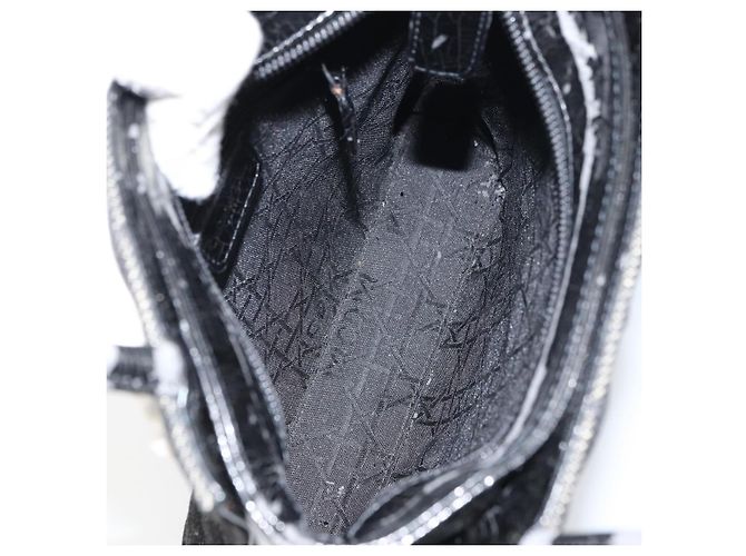 Christian Dior Borsa Lady Dior in denim nero e argento Auth 160181 - vista 17