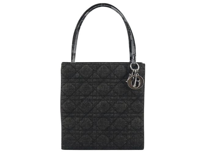 Christian Dior Borsa Lady Dior in denim nero e argento Auth 160181 - vista 2