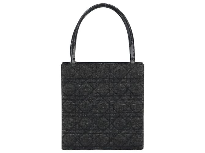 Christian Dior Borsa Lady Dior in denim nero e argento Auth 160181 - vista 3