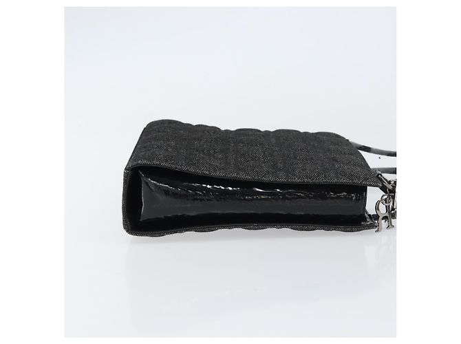 Christian Dior Borsa Lady Dior in denim nero e argento Auth 160181 - vista 4