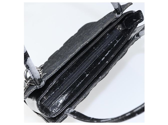 Christian Dior Borsa Lady Dior in denim nero e argento Auth 160181 - vista 6