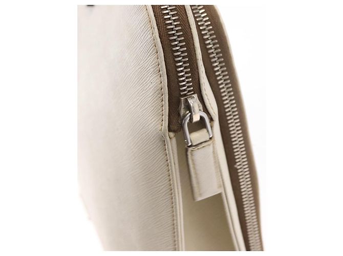 Saffiano PRADA Borsa a Mano in Pelle Safiano Bianco Argento Auth 159983 - vista 10