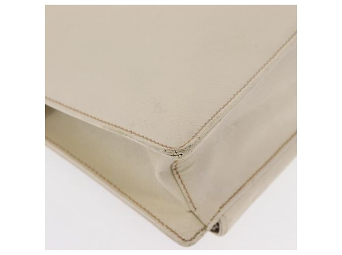 Saffiano PRADA Borsa a Mano in Pelle Safiano Bianco Argento Auth 159983 - vista 14