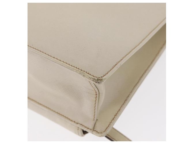 Saffiano PRADA Borsa a Mano in Pelle Safiano Bianco Argento Auth 159983 - vista 15