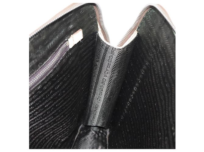 Saffiano PRADA Borsa a Mano in Pelle Safiano Bianco Argento Auth 159983 - vista 19