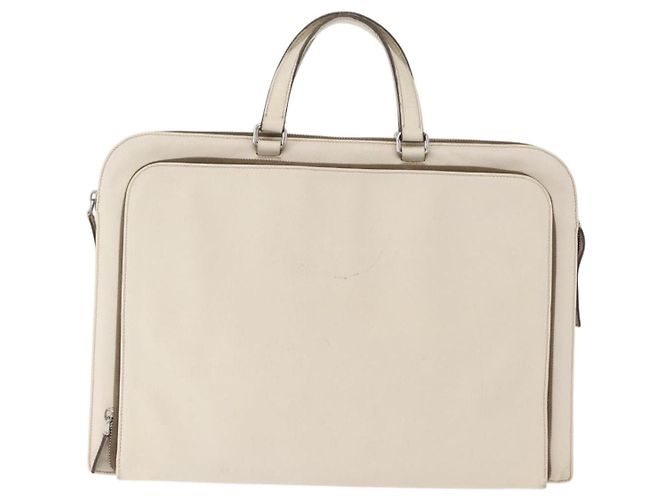 Saffiano PRADA Borsa a Mano in Pelle Safiano Bianco Argento Auth 159983 - vista 2