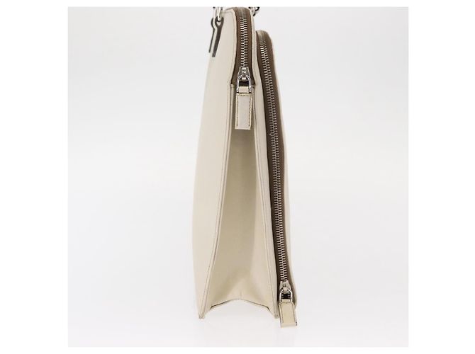 Saffiano PRADA Borsa a Mano in Pelle Safiano Bianco Argento Auth 159983 - vista 3