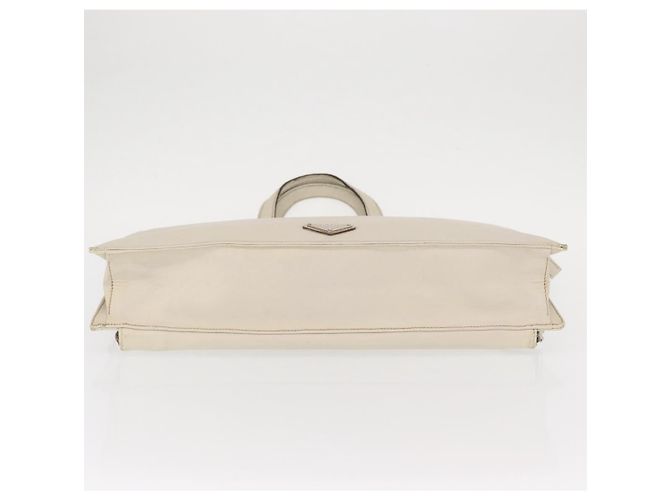 Saffiano PRADA Borsa a Mano in Pelle Safiano Bianco Argento Auth 159983 - vista 5