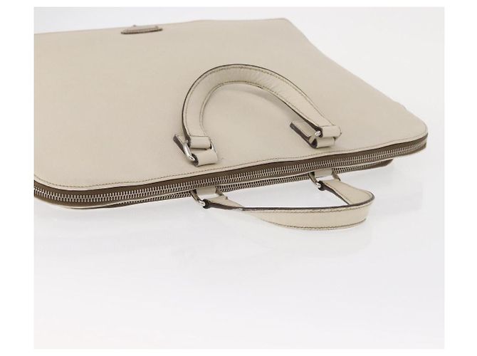 Saffiano PRADA Borsa a Mano in Pelle Safiano Bianco Argento Auth 159983 - vista 6