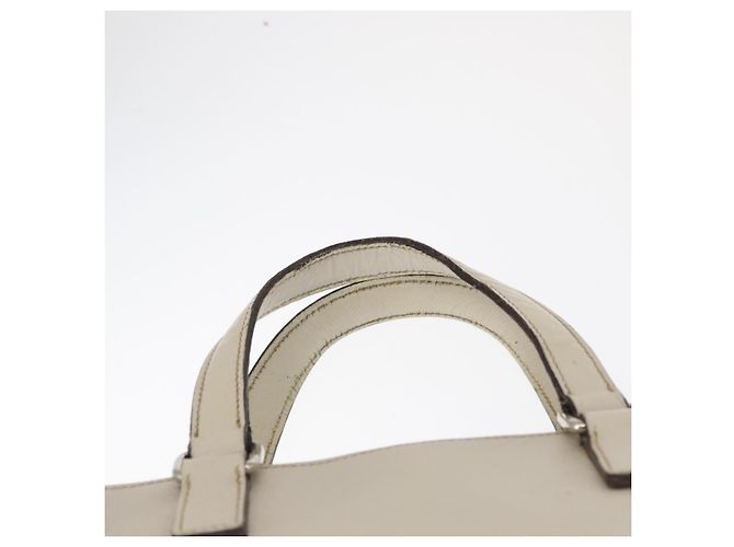 Saffiano PRADA Borsa a Mano in Pelle Safiano Bianco Argento Auth 159983 - vista 8