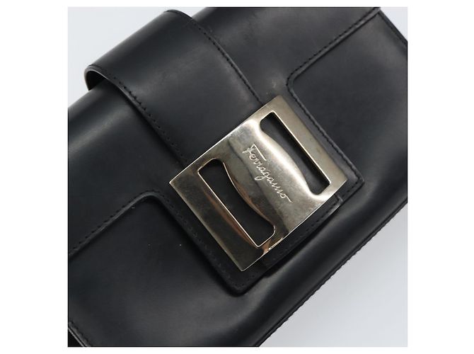 Borsa a mano Vala in pelle nera e argento di Salvatore Ferragamo Auth 160107 Nero - vista 14