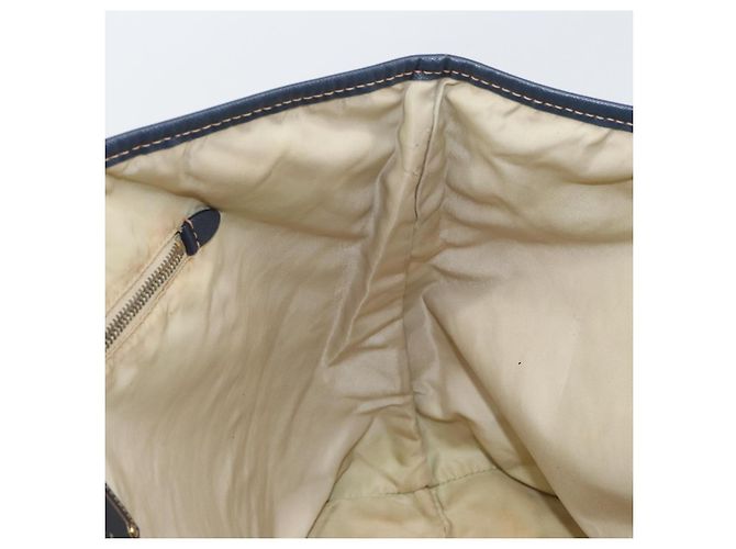 Borsa Tote Prada in nylon blu navy e oro Auth ka1232 D'oro - vista 19