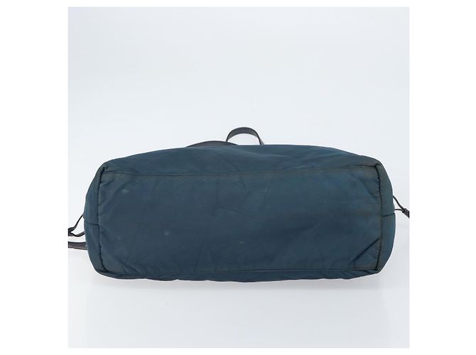 Borsa Tote Prada in nylon blu navy e oro Auth ka1232 D'oro - vista 5