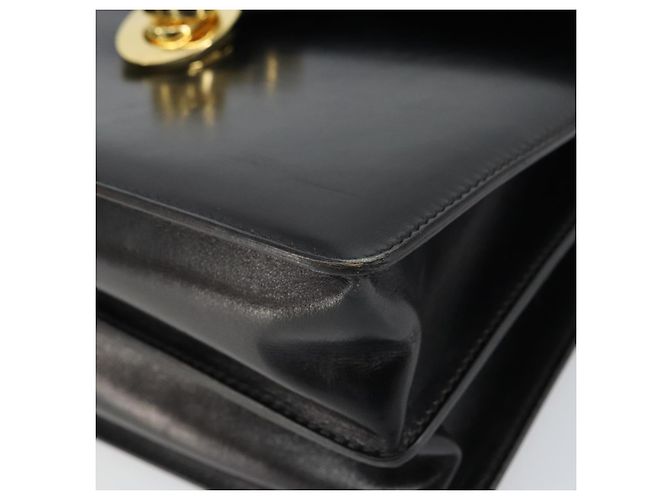 Borsa a mano GUCCI in pelle nera e oro Auth 159265 Nero D'oro - vista 10