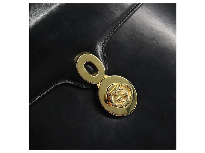 Borsa a mano GUCCI in pelle nera e oro Auth 159265 Nero D'oro - vista 14