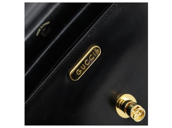 Borsa a mano GUCCI in pelle nera e oro Auth 159265 Nero D'oro - vista 16