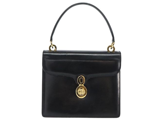 Borsa a mano GUCCI in pelle nera e oro Auth 159265 Nero D'oro - vista 2