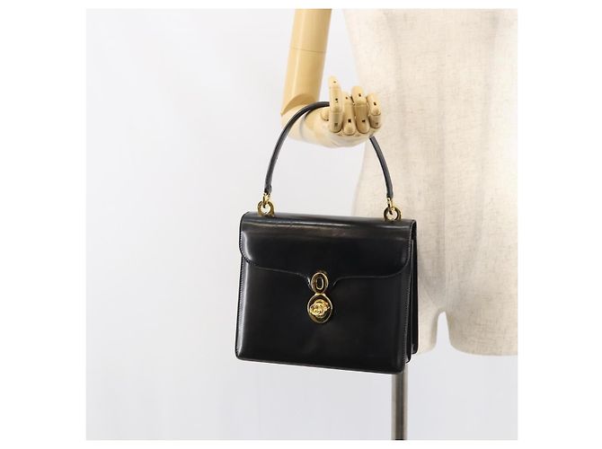 Borsa a mano GUCCI in pelle nera e oro Auth 159265 Nero D'oro - vista 24