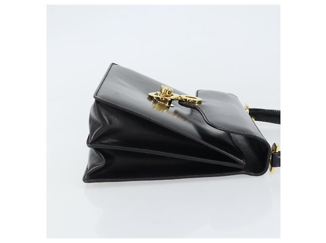 Borsa a mano GUCCI in pelle nera e oro Auth 159265 Nero D'oro - vista 4