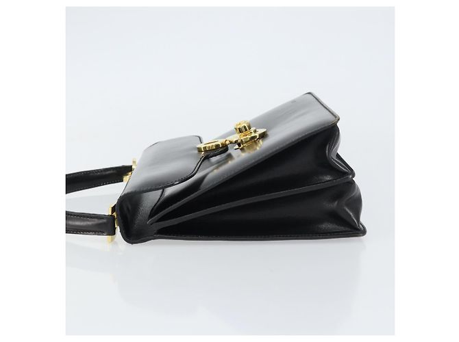 Borsa a mano GUCCI in pelle nera e oro Auth 159265 Nero D'oro - vista 5
