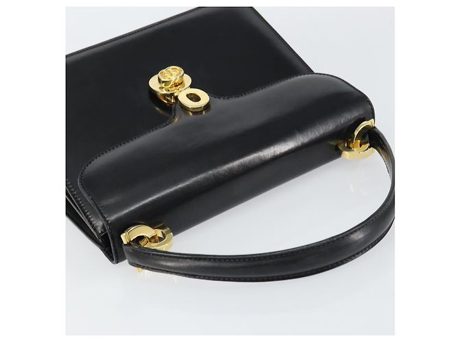 Borsa a mano GUCCI in pelle nera e oro Auth 159265 Nero D'oro - vista 6